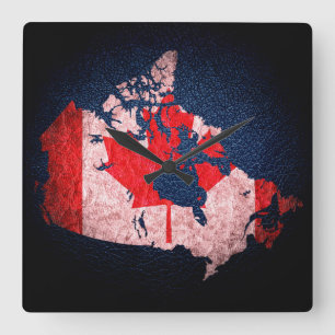 Vlag en kaart van Canada Vierkante Klok