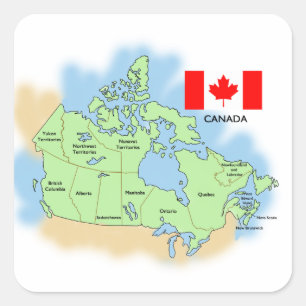 Vlag en kaart van Canada Vierkante Sticker