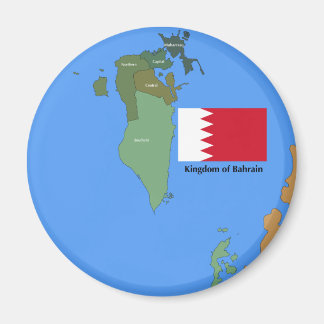 Vlag en kaart van het Koninkrijk Bahrein Magneet