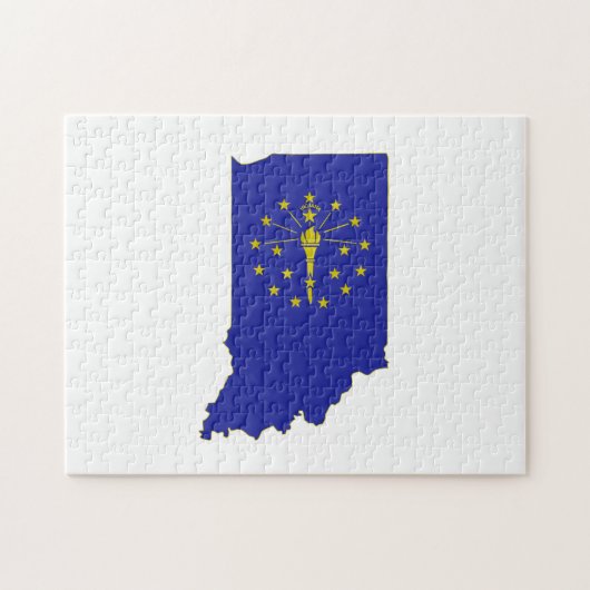 vlag en kaart van Indiana Legpuzzel (Horizontaal)