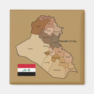 Vlag en kaart van Irak Magneet