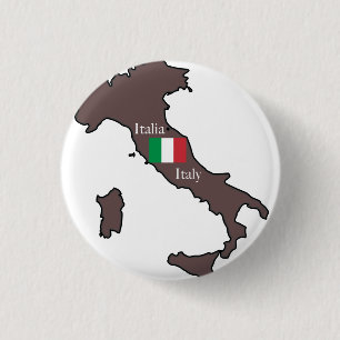 Vlag en kaart van Italië Ronde Button 3,2 Cm