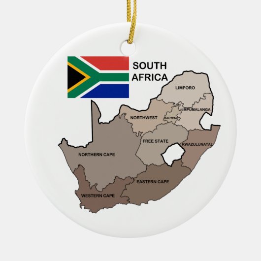Vlag en kaart van Zuid-Afrika Keramisch Ornament (Voorkant)