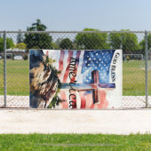 Vlag en kruis "God zegene Amerika" Spandoek (Insitu)