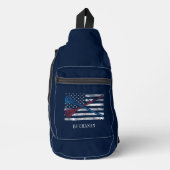 vlag en lacrosse vleermuizen gepersonaliseerd sling bag (Voorkant)