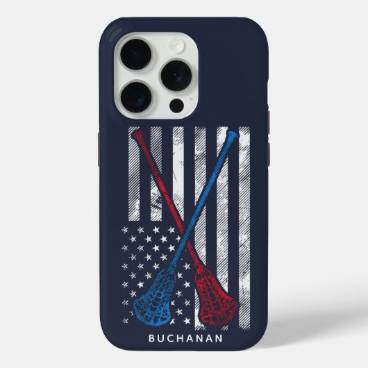  Vlag en Lacrosse Vleermuizen Sport Case-Mate iPhone Case (Achterkant)