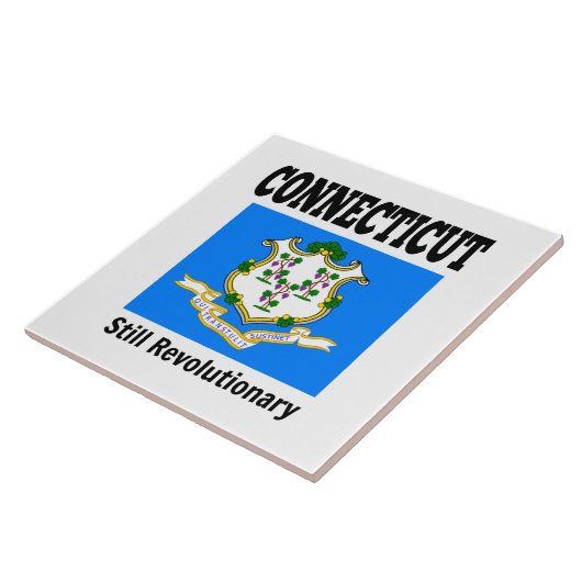 Vlag en motto van de Connecticut Tegeltje (Zijkant)