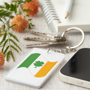 Vlag en Shamrock Sleutelhanger