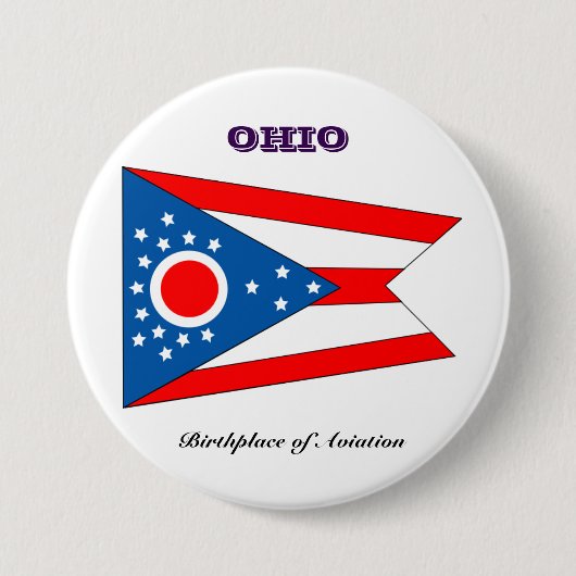 vlag en slogan van de deelstaat Ohio Ronde Button 7,6 Cm (Voorkant)