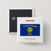 vlag en slogan van Oregon Vierkante Button 5,1 Cm (Voorkant /achterkant)