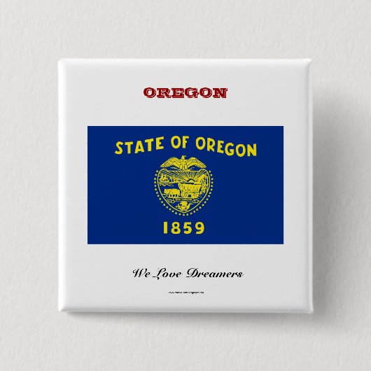 vlag en slogan van Oregon Vierkante Button 5,1 Cm (Voorkant)