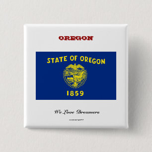 vlag en slogan van Oregon Vierkante Button 5,1 Cm