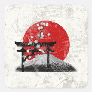 Vlag en symbolen van Japan ID153 Vierkante Sticker