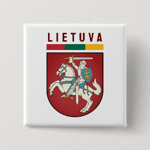 Vlag en wapen van Litouwen Vierkante Button 5,1 Cm