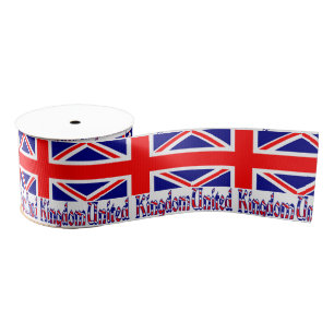 Vlag en woord Verenigd Koninkrijk Vinque Grosgrain Lint