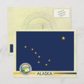 Vlag en zegel van de staat Alaska Briefkaart (Voorkant / Achterkant)