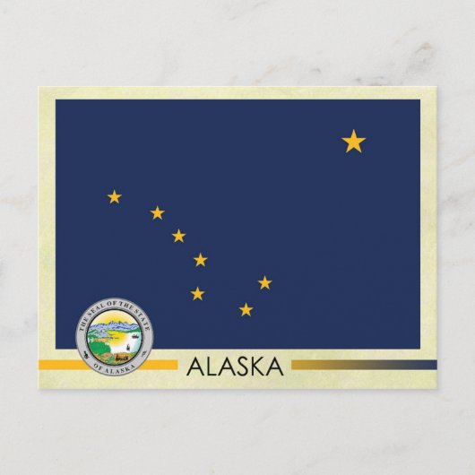 Vlag en zegel van de staat Alaska Briefkaart (Voorkant)