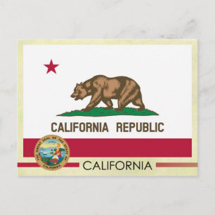Vlag en zegel van de staat Californië Briefkaart