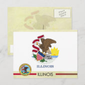 Vlag en zegel van de staat Illinois Briefkaart (Voorkant / Achterkant)