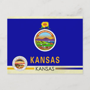 Vlag en zegel van de staat Kansas Briefkaart