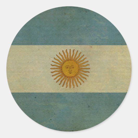 vlag -gerijpte retro Argentina Ronde Sticker (Voorkant)