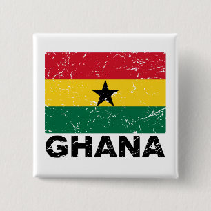 vlag Ghana Vierkante Button 5,1 Cm