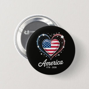 Vlag Hart 1776 2026 4 juli 250ste verjaardag Ronde Button 5,7 Cm