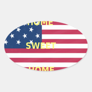 Vlag "Home Sweet Home" Kunstdruk Ovale Sticker