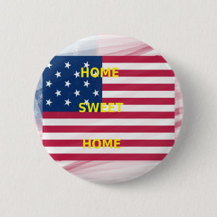 Vlag "Home Sweet Home" Kunstdruk Ronde Button 5,7 Cm