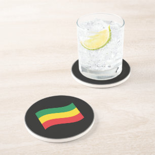 Vlag in de kleuren Groen, Goud (Geel) en Rood Zandsteen Onderzetter