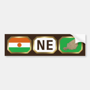 Vlag kaart code bumpersticker van Niger