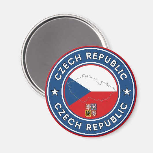 Vlag, kaart en emblem in Tsjechië Magneet (Voorkant / Achterkant)