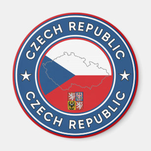 Vlag, kaart en emblem in Tsjechië Magneet