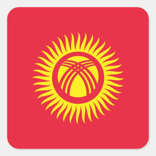 Vlag Kirgizië Vierkante Sticker (Voorkant)