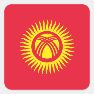 Vlag Kirgizië Vierkante Sticker