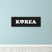 vlag Korea Love Heart Canvas Afdruk (Insitu (Houten vloer))