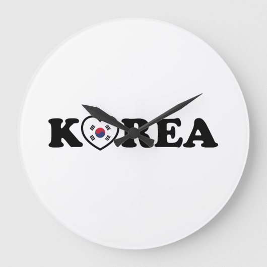 vlag Korea Love Heart Grote Klok (Voorkant)