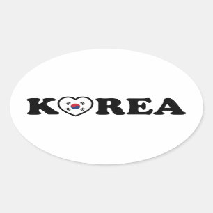 vlag Korea Love Heart Ovale Sticker