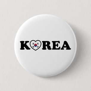 vlag Korea Love Heart Ronde Button 5,7 Cm