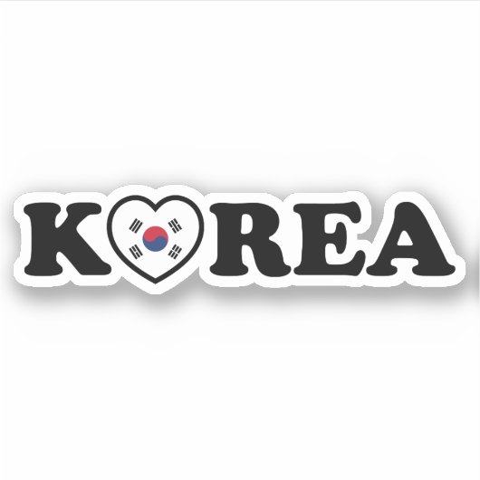 vlag Korea Love Heart Sticker (Voorkant)