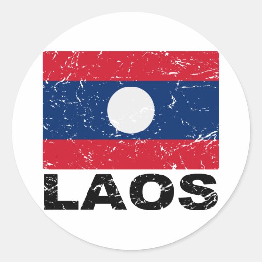  vlag Laos Ronde Sticker (Voorkant)