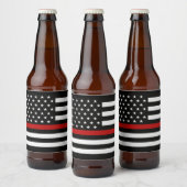 Vlag met dun rode lijn bier etiket (Flessen)
