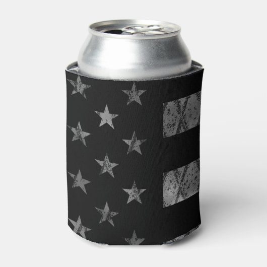 Vlag met dunne rode lijn blikjeskoeler (Blikje Voorkant)