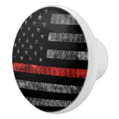 Vlag met dunne rode lijn keramische knop (Rechts)