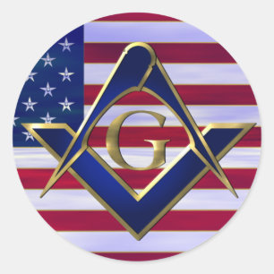 Vlag met vierkant en kompas ronde sticker