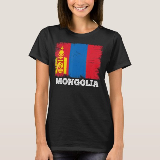  vlag Mongolië - Retro vlag Mongolisch T-shirt (Voorkant)