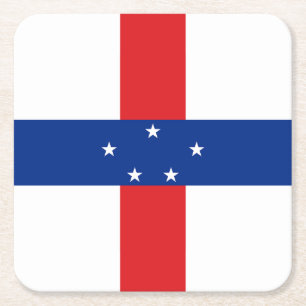 vlag Nederlandse Antillen Vierkante Kartonnen Onderzetter