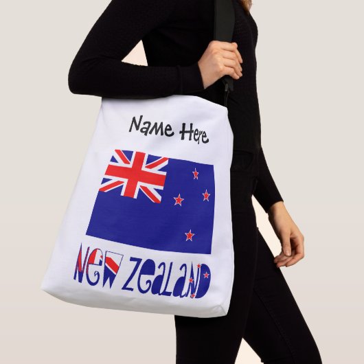 Vlag Nieuw-Zeeland en Nieuw-Zeeland met Jouw naam Crossbody Tas (Dichtbij)