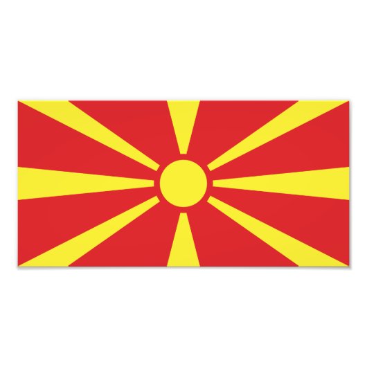 Vlag Noord-Macedonië Foto Afdruk (Voorkant)