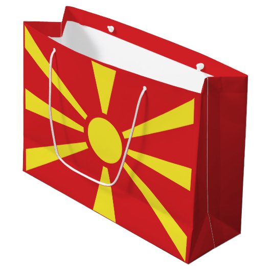 Vlag Noord-Macedonië Groot Cadeauzakje (Voorkant Gekanteld)